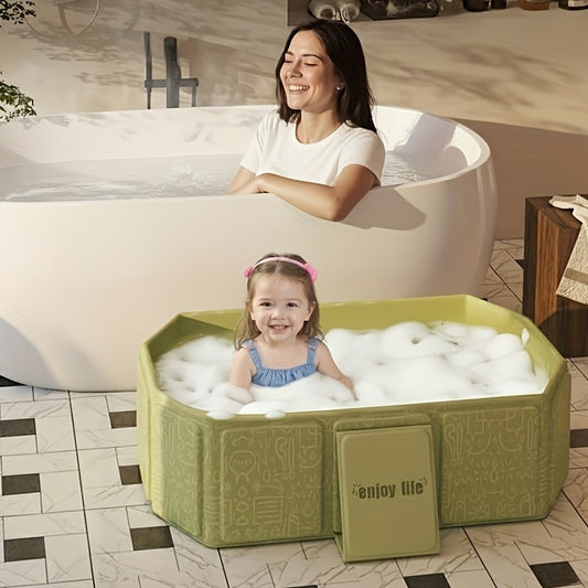 Foldable Baby Bathtub Portable Newborn Infant Tub with Drain Hole, Anti-Slip Base & Durable Multi-Functional Design for Home Travel Use, Ideal Baby Shower Gift