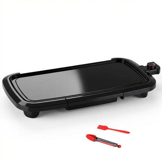 Electric Griddle Non-Stick Teppanyaki Grill Pan, Frying & Grilling All-in-One for Eggs, Steaks, Bacon, Pancakes & Seafood – Easy-Clean Indoor Electric Grill for Breakfast, BBQ & Party