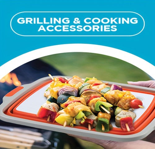 Collapsible BBQ Prep Tub 3-in-1 Grill Caddy – Cutting Board, Washing Basket & Prep Station | Food-Grade Plastic, Drainage Hole, Foldable for Camping & Outdoor Grilling
