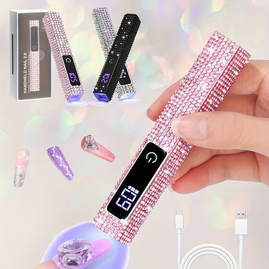 Cordless Nail Lamp Handheld 8X Fast Curing 395nm UV LED Gel Nail Dryer with LCD Touch Screen 20s 60s Timer 400mAh Type-C Rechargeable – Portable Wireless Nail Light for Home Salon Manicure