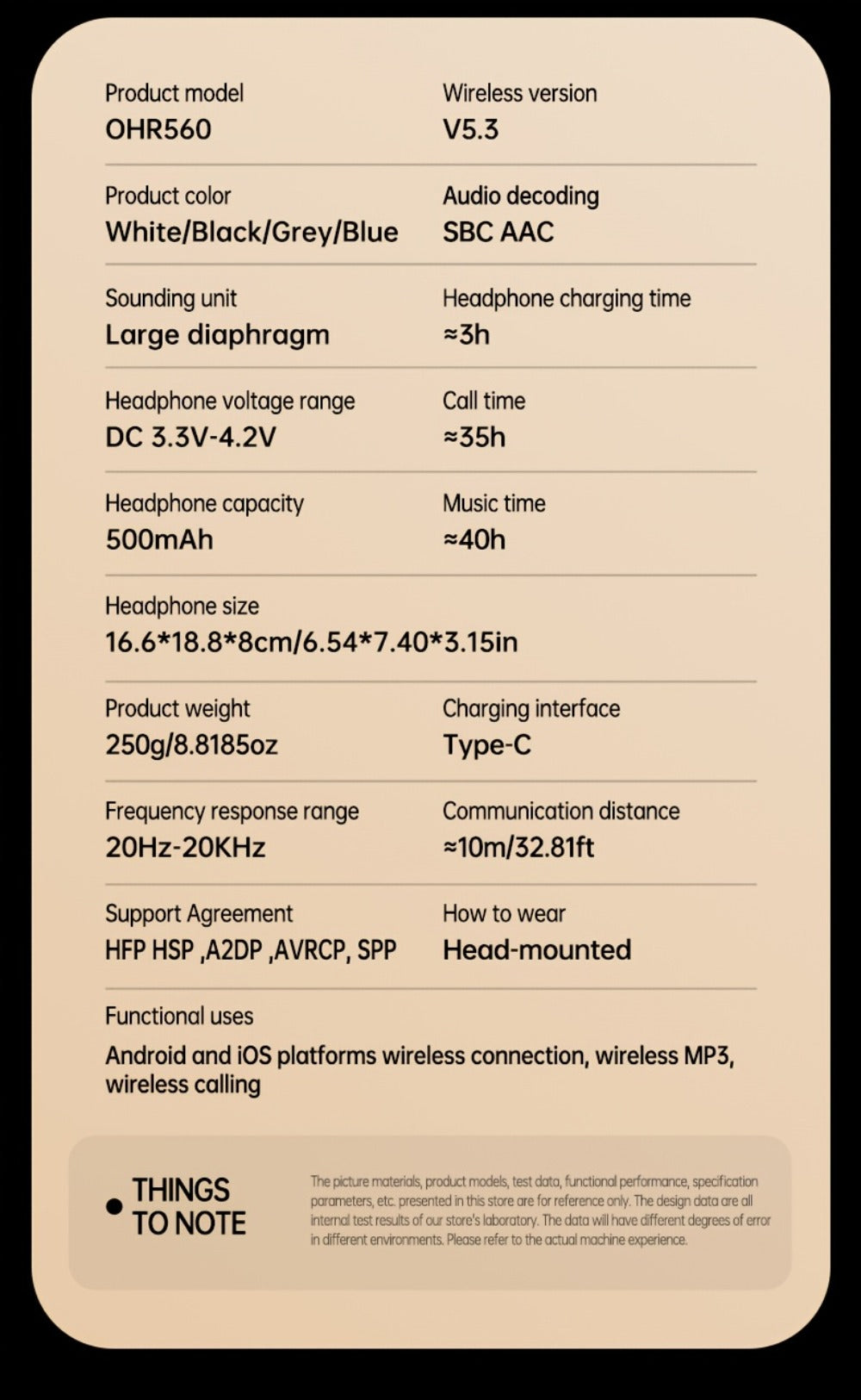 Acer OHR560 ANC Over-Ear Wireless Headphones, Full-Coverage Foldable Design HiFi Stereo HD ENC Call Noise Reduction Built-in Mic, 3.5mm Audio Cable Compatible for Work Travel Gaming Study