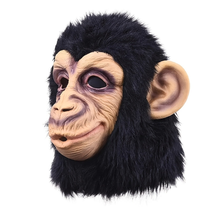 Costume Accessories Full-Head Gorilla Mask with Two Latex Animal Face Styles for Costume Wear