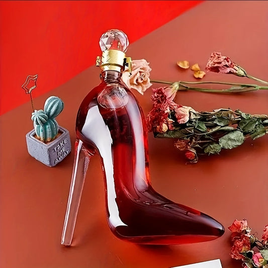 High Heel Shoe Decanter Crystal Glass with Stopper 26oz – Handmade Lead-Free Transparent Wine Decanter for Kitchen Dining Decor, Valentine's Day & Holiday Gift