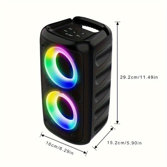 Wireless Bluetooth Speaker with Color LED Lights, MOKiN KTS-1265 Portable Party Speaker, Bass Boost, FM Radio, TF Card, USB, Type-C, Lightweight for Outdoor Travel Home Parties
