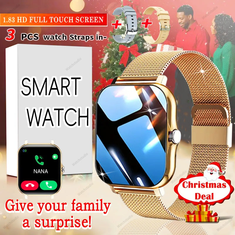 Smartwatch Gift with Metal Strap, Wireless Calling, Music Player and App Alerts in Four Colors