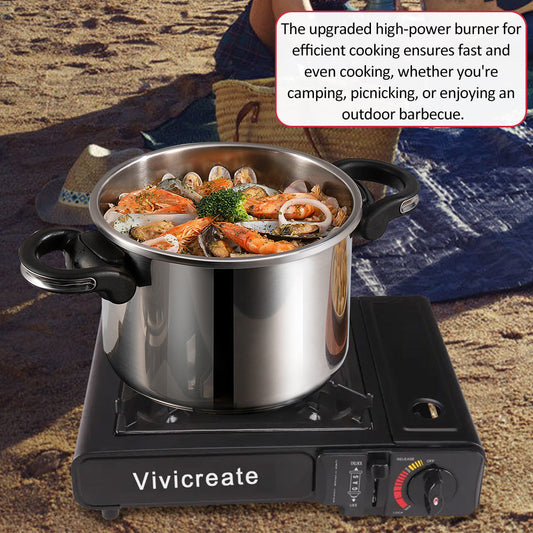 Portable Butane Camping Stove Single Burner – Compact Gas Cooker with Carrying Bag for Outdoor Cooking, Camping, Hiking, Fishing, Picnics & Korean BBQ | 2 Colors
