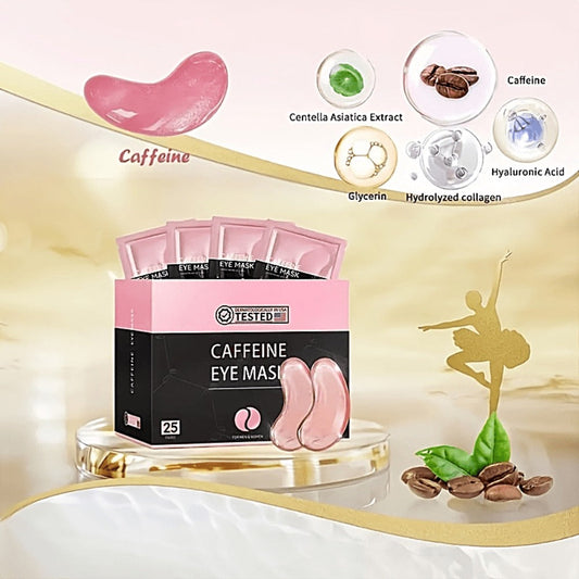 Caffeine Eye Mask 25 Pairs Under Eye Patches with Collagen Hyaluronic Acid Glycerin - Reduces Dark Circles Puffiness Firms & Hydrates Korean Skincare Eye Pads for Women Men All Skin Types