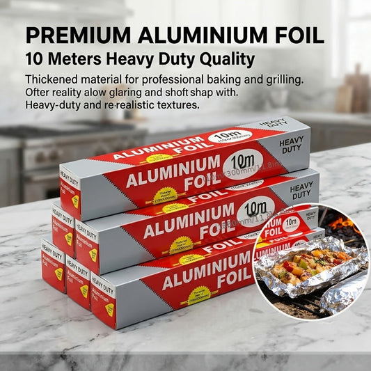 Aluminum Foil Rolls Heavy Duty – Thick Tin Foil for Baking, Grilling, BBQ & Food Wrapping, Disposable Kitchen Foil for Restaurants & Home, Perfect for Camping, Corn, Hot Dogs & Sandwiches