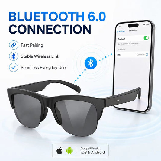 Smart Audio Glasses Open Ear Wireless HD Immersive Sound – Lightweight Eyeglasses with Built-In Mic Hands-Free Calling Music for Cycling Running Driving Outdoor Sports iOS Android