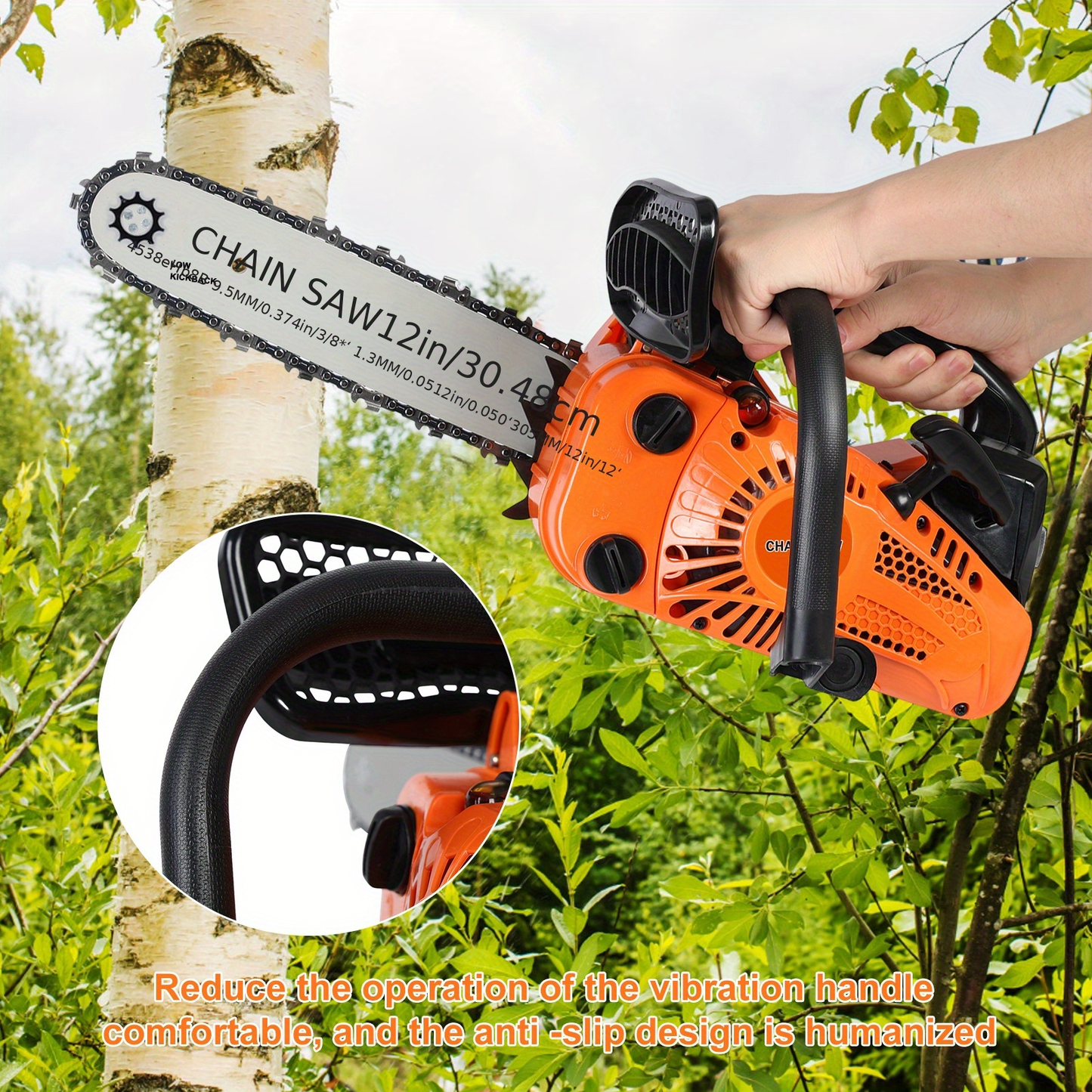 Mini Gas Chainsaw 25.4CC – Portable 2-Stroke Handheld Logging Saw for Garden, Yard & Household Wood Cutting