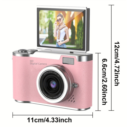1080P Vlogging Camera for Beginners with 32GB Card 2.4 Inch LCD Screen Rechargeable Digital Camera for Photos Videos Webcam Use Compact Point and Shoot Camera Gift for Teens Kids Adults White Black Pink