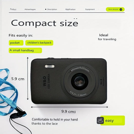 1080P HD Digital Camera 64MP 16x Zoom Vlogging Camera with 2.4-inch LCD Screen 32GB Memory Card Rechargeable Webcam for Photography Video Recording Beginners Kids Gift