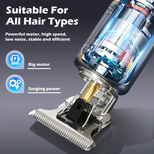 T-Blade Hair Trimmer for Men - Retro Electric Clipper, USB Rechargeable 1000mAh, 240-Min Runtime, 4 Guide Combs, Dragon & Buddha Designs, Black Bronze Blue Purple