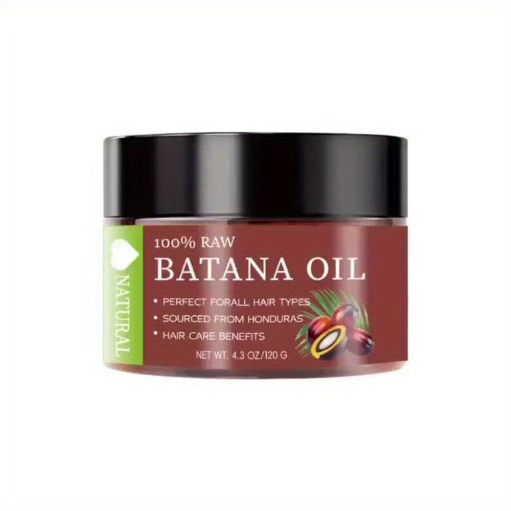 Hair Oil Batana 120g Amber Balm Jar with Black Screw Lid and External-Use Label Instructions