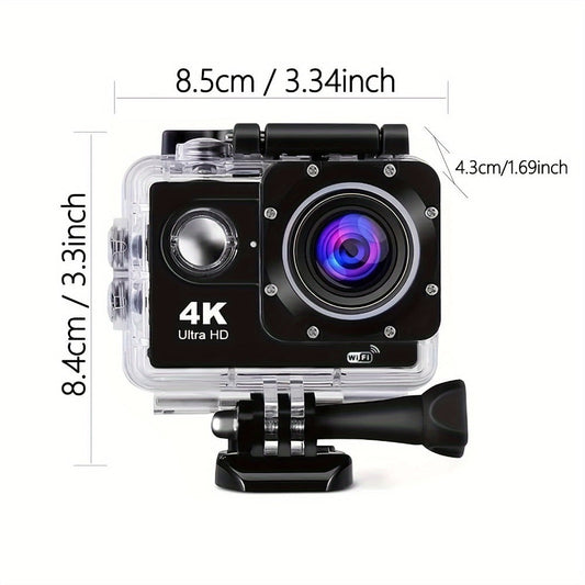 4K Sports Action Camera with WiFi, 170° Wide Angle, 32GB Card & Helmet Mount Kit – Pre-Recording, Remote Control, 900mAh Battery, 2" LCD – Beginner-Friendly Outdoor Cam for Cycling, Hiking & Gifts