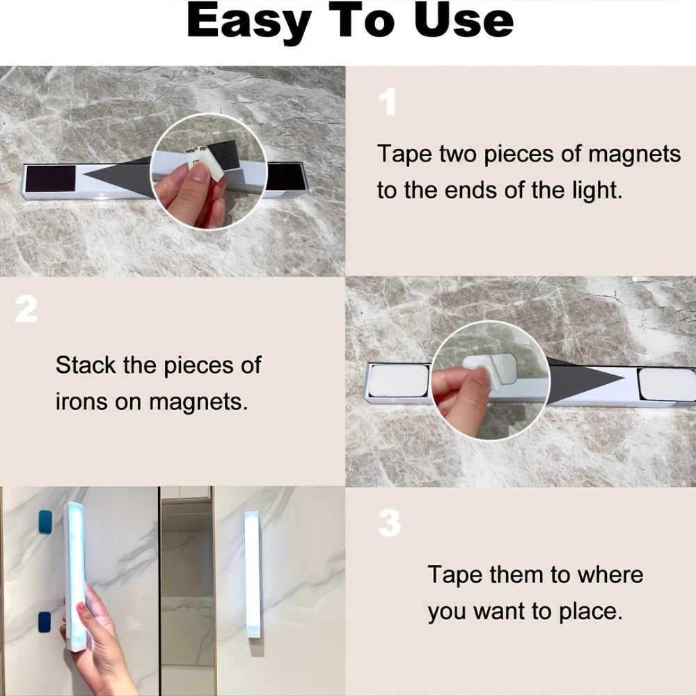 Six-Pack 12 cm Motion Sensor Cabinet Lights with USB Rechargeable Power, Magnetic Mounting and Three Modes