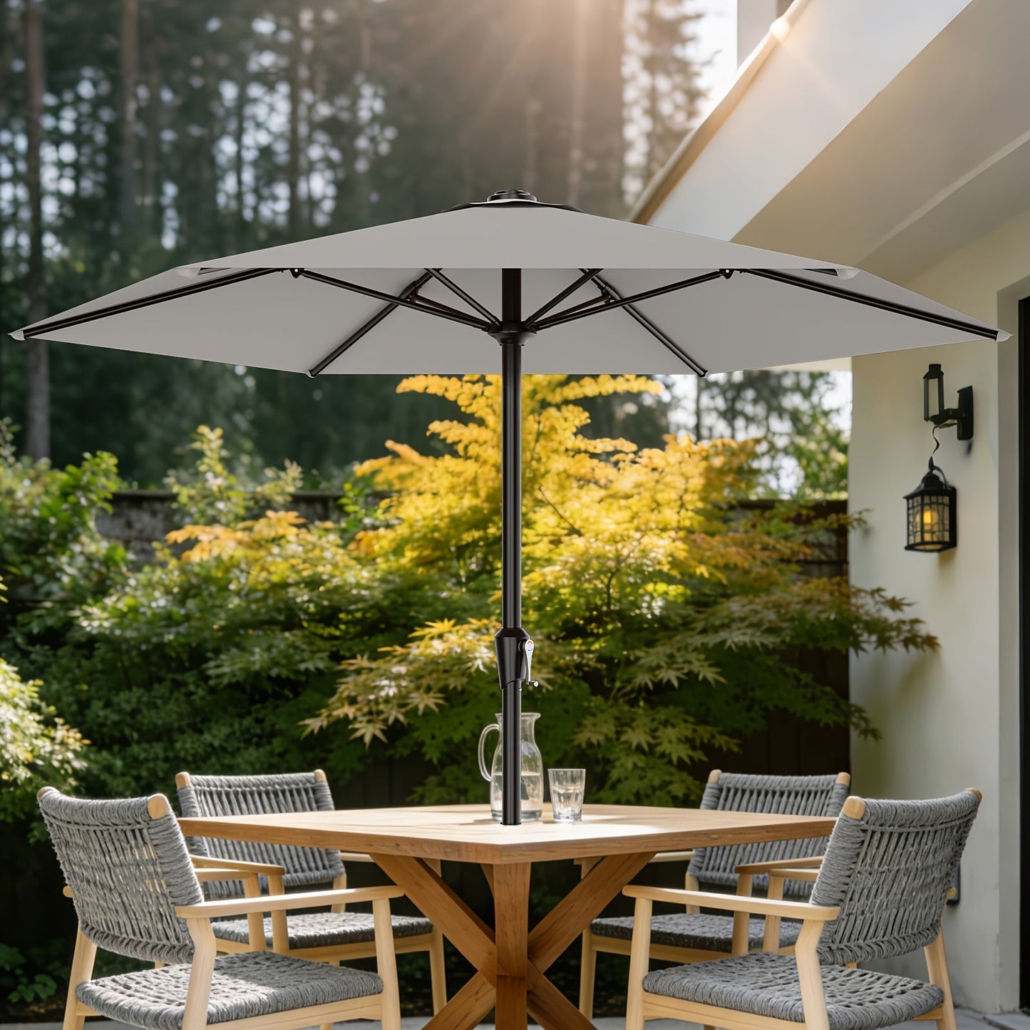 Patio Umbrella shown in the Foggy Gray, 9FT option