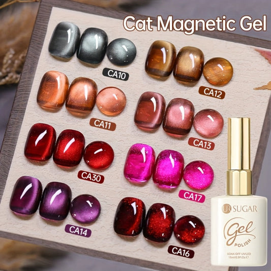 Cat Eye Gel Polish 15ml Plum Bordeaux Magnetic Soak Off UV LED – 3D Light-Shifting Effect Quick Dry Semi-Permanent Long-Lasting Fall Winter Dark Nail Colors for DIY & Salon Nail Art Women