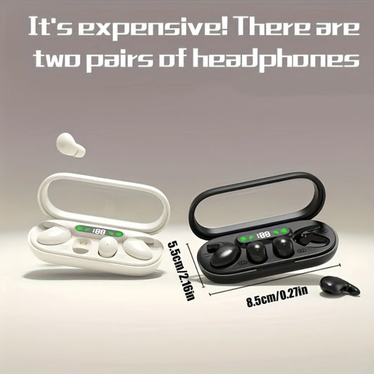 Couples Wireless Earbuds 2 Pairs Dual Touch LED Display Transparent Charging Case Long Battery Stereo Sound Low Latency Gift Set for Men Women Valentine Gaming