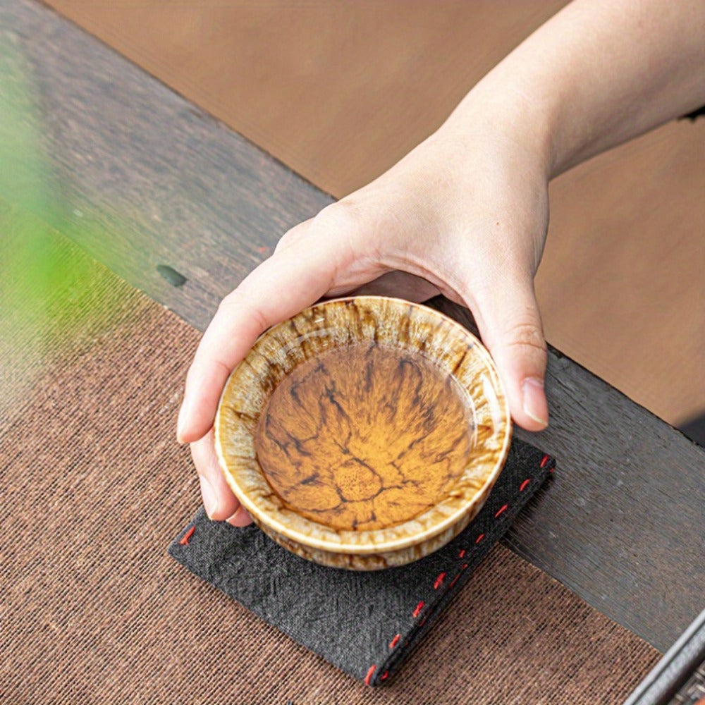 Jianzhan Ceramic Tea Cups Set of 5 – Handmade Kiln-Changed Glazed Kung Fu Teacups, Traditional Chinese Porcelain, Unique Gift for Home Office Business