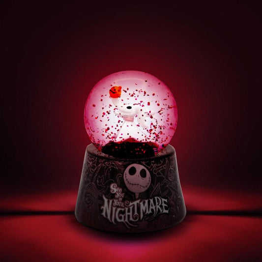 Nightmare Before Christmas Zero Light-Up Snow Globe – Disney Jack Skellington Dog Mini Collectible Snow Globe 3-Inch, LED Light-Up, Battery Included, Halloween Christmas Desk Decor Gift
