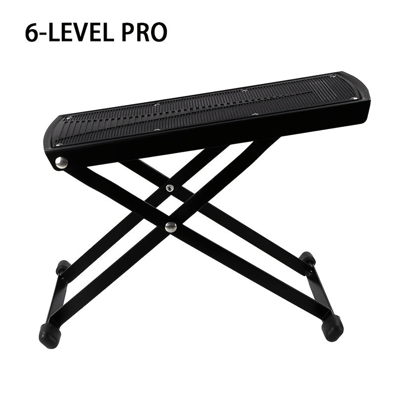 Adjustable Pedicure Footrest with Four-Level or Six-Level Scissor Stand and Textured Black Top Platform