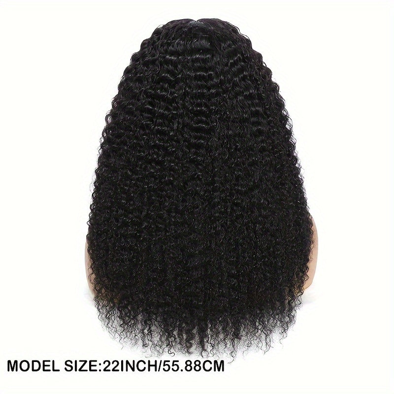 Lace Front Wig Kinky Curly Human Hair Style with 4x4x1 T-Part Lace, 180% Density and 12-22in Lengths