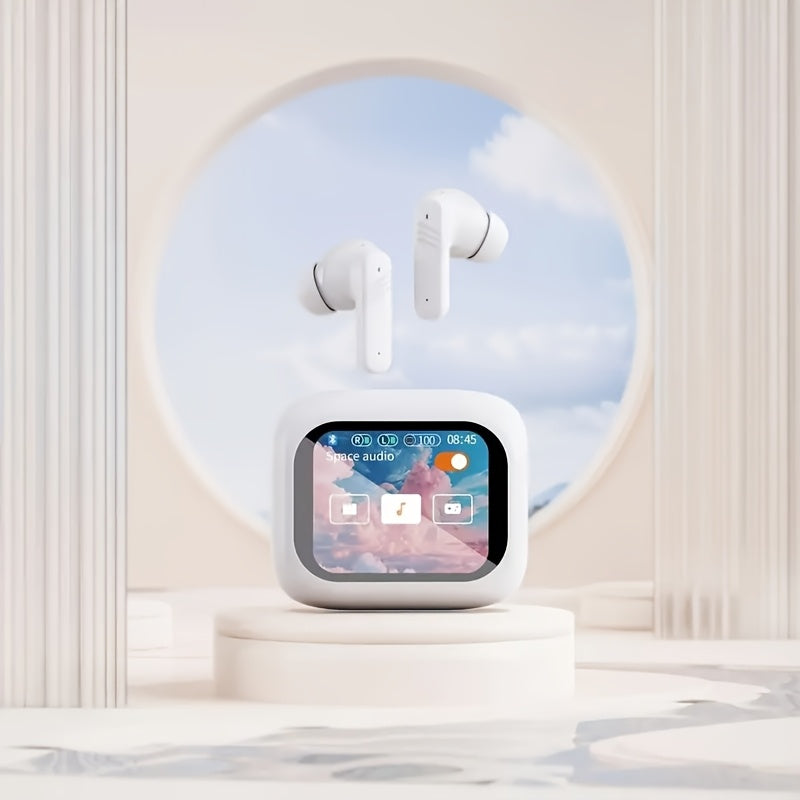 Wireless Earbuds Bluetooth 5.4 with ANC and ENC, LED Touchscreen Case and 48-Hour Playtime