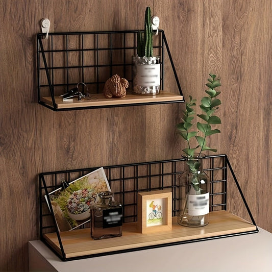 Metal Floating Wall Shelf – No Drill Wall Mounted Storage Rack for Bathroom, Living Room & Bedroom, Minimalist Iron Wall Organizer Shelf Decor