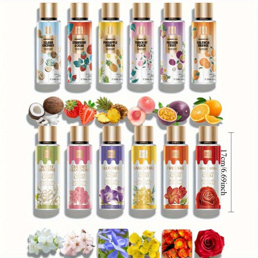 Floral Fruity Eau de Toilette Body Spray for Women 8.4oz — Long-Lasting Hair & Body Mist, 13 Scents Colorful Bottle, Perfect for Daily Wear Dates Parties & Gifting
