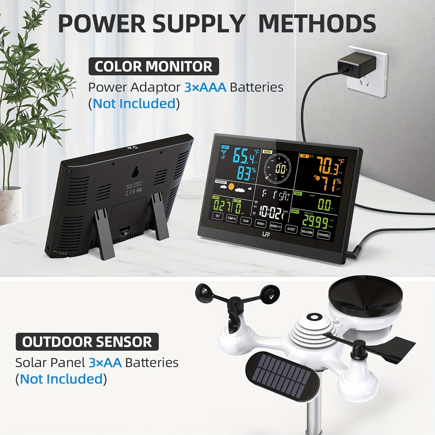 Professional Weather Station | WiFi UV Index Wind Rain Gauge Forecast