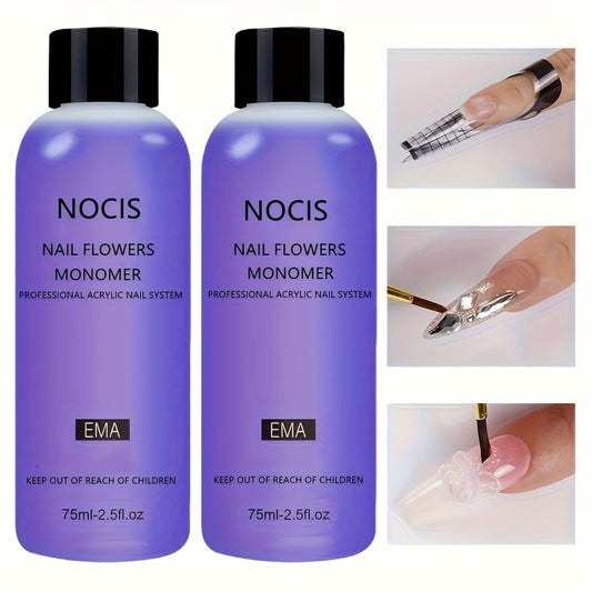 Odorless Acrylic Liquid Monomer Bulk Pack — Professional Crystal Clear Nail Extension Liquid 3pcs 2.54oz or 10pcs 75ml Salon & Home Acrylic Nail System Supply