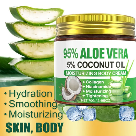 Aloe Vera Collagen Face Cream 2 Pack Hyaluronic Acid Coconut Oil Deep Hydrating Firming Anti-Aging Moisturizer for Dry Skin Tightening Soothing Daily Skincare for Women All Skin Types