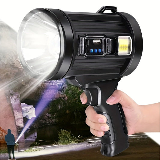 Flashlight IPX4 Solar and USB Rechargeable Searchlight with Six Modes and Three Color Filters