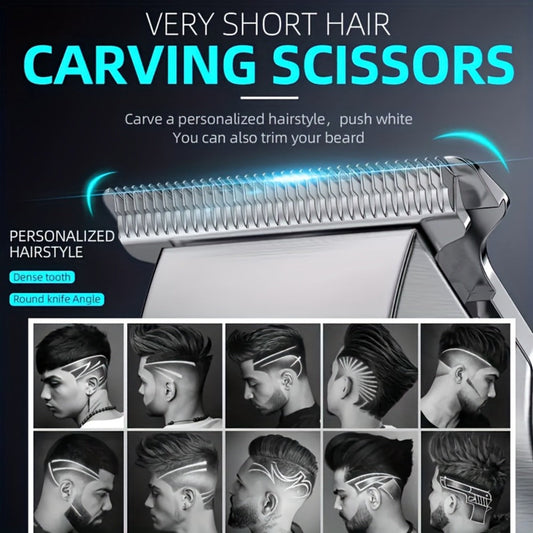 Electric Hair Clipper Set with Limit Comb — Barber-Grade Professional Trimmer, Long-Lasting Rechargeable Battery, Home & Travel Haircut Kit, Gift for Dad, Silver & Golden