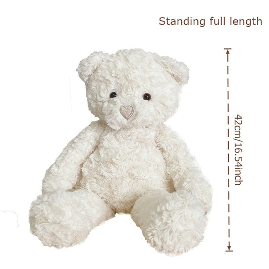 Stuffed Animal White Teddy Bear with Loving Heart Detail, Kawaii Theme and One Source Style