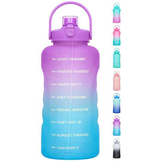 128oz 1 Gallon Water Bottle with Straw 2-in-1 Lid Tritan BPA-Free Motivational Time Marker Large Capacity Gym Sports Fitness Camping Outdoor Water Jug