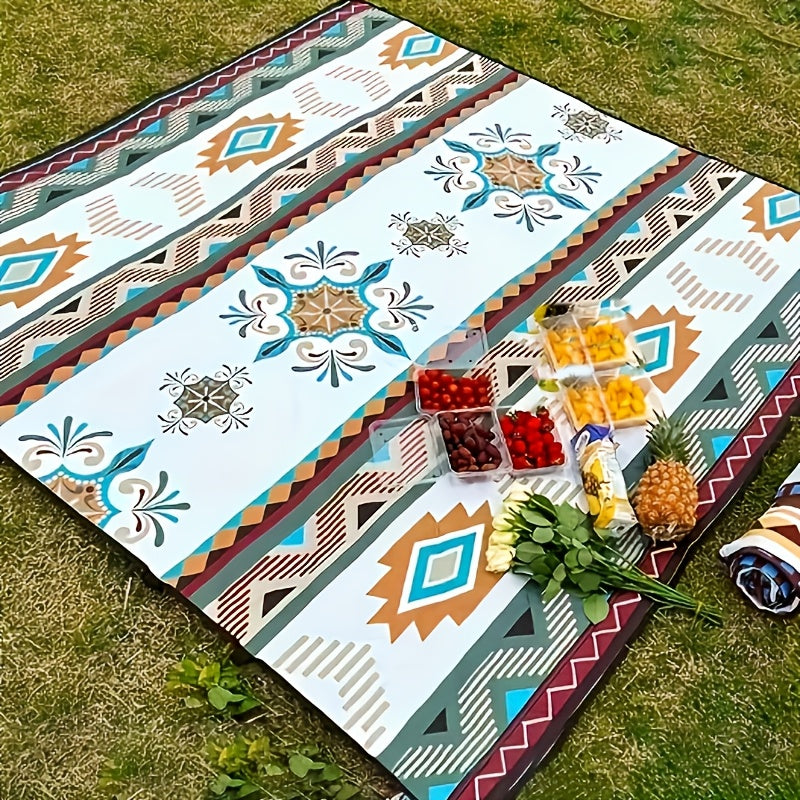 Picnic Blanket Waterproof Camping Mat | Portable Beach Mat PU Coated Oxford Cloth Outdoor Blanket