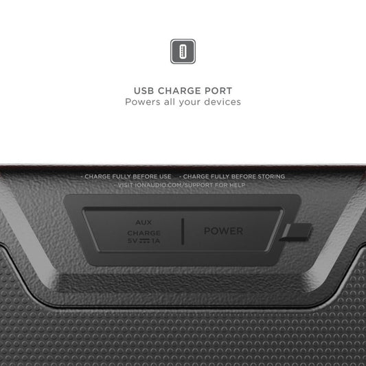 ION Audio Pathfinder Go 65W Portable Bluetooth Speaker, 3-Speaker System 6.5" Woofer + Tweeters, 15-Hour Battery, LED Lights, FM Radio, Wireless Stereo-Link, USB Playback & Charge, App Control for Outdoor Camping Beach Party