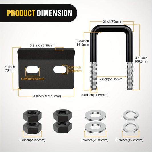 Trailer Hitch Tightener Anti Rattle Stabilizer 2 Inch Heavy Duty Steel U-Bolt with Rubber Cover Hitch Mount Wobble Eliminator for 2" Receiver - Multiple Colors
