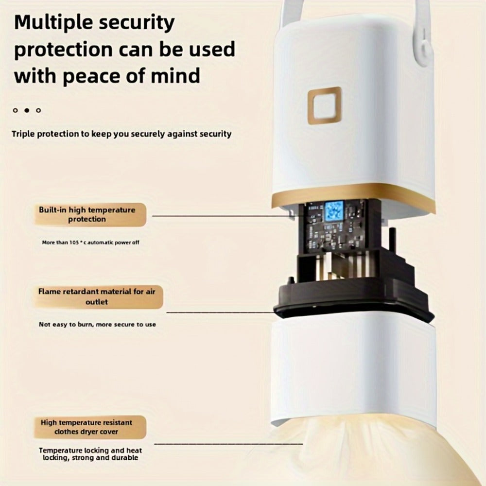 Travel Clothes Dryer with Fold-Out Fabric Bag, One-Piece Checkout Configuration and Hanging Strap