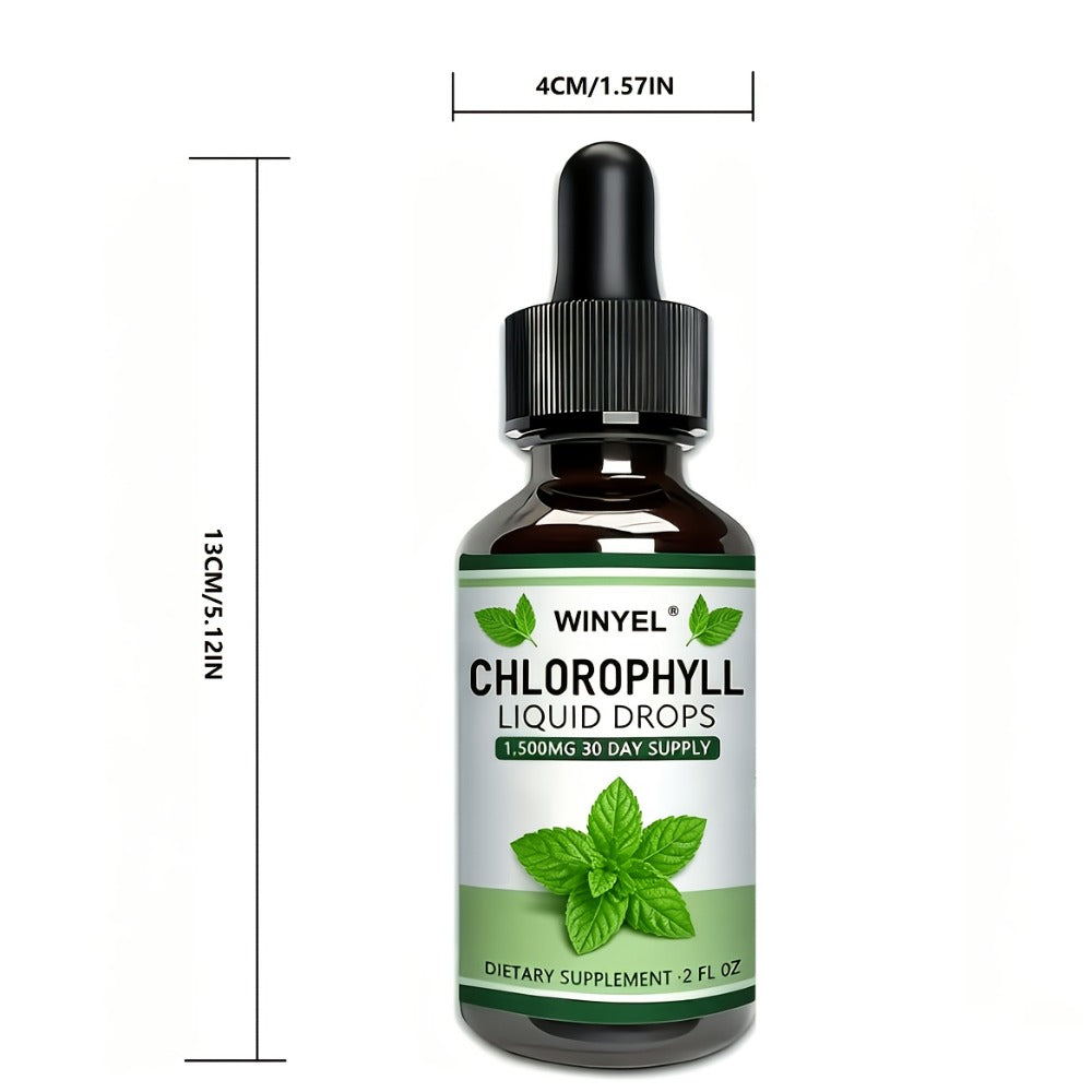 Herbal Supplements with WINYEL Label, Liquid Chlorophyll Drops in One Amber Dropper Bottle