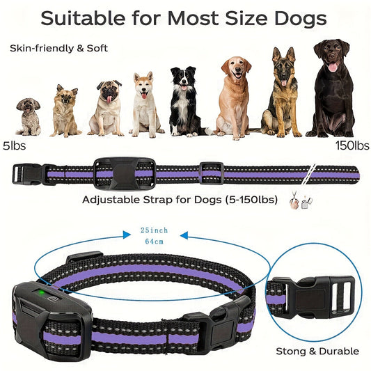 Dog Training Collar with Remote 3300ft Range – Rechargeable E-Collar with Vibration, Static & Beep Modes | Adjustable Nylon Strap for Small to Large Dogs 5–150 lbs | 1 Dog or 2 Dog Options | Purple