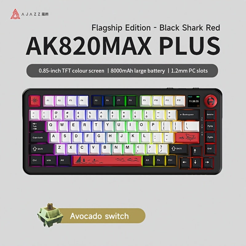 Hot Swap Gasket Mechanical Keyboard AJAZZ AK820 75% – Wireless 2.4GHz & Wired, Volume Knob, South-Facing RGB, Poron Foam, PBT Keycaps, Programmable, 11 Switch & Color Options for PC & Mac