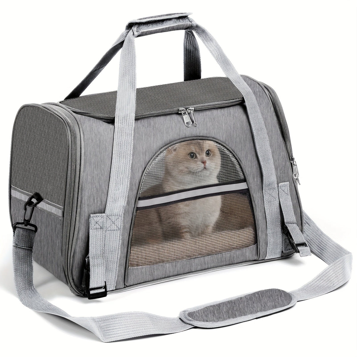 Soft-Sided Pet Carrier Tote with Mesh Windows, Top Handles, Shoulder Strap and Six Color Options