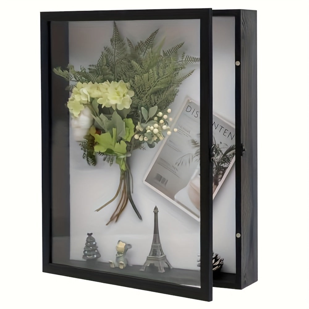 Shadow Box Frame 12x16 – Large Deep Display Case with Plexiglass Cover for Photos, Medals, Flowers, Memorabilia & Keepsakes, Sturdy Wall Mountable Memory Box, Black