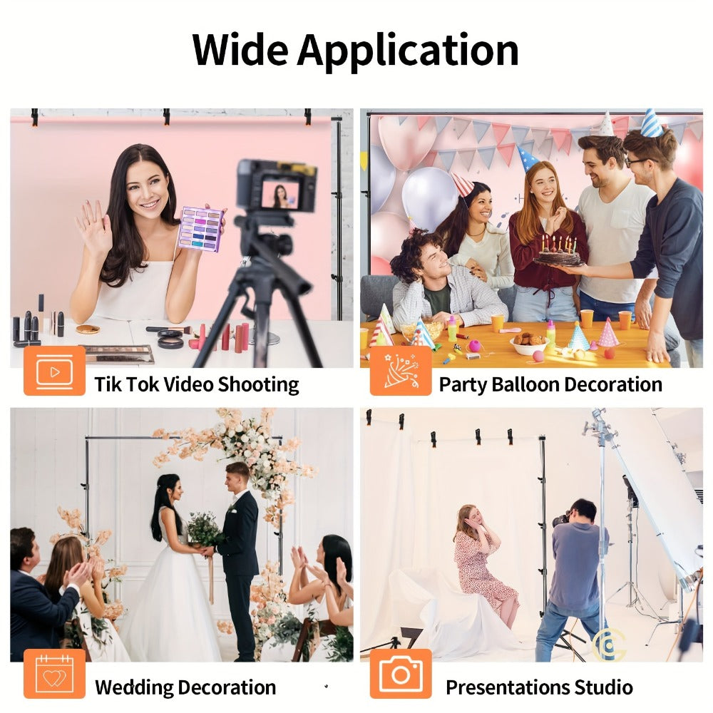 9x6.5ft Rectangular Backdrop Stand Adjustable Metal Background Stand for Wedding Ceremony Balloon Arch Photo Studio Birthday Anniversary Bridal Shower Party Decoration