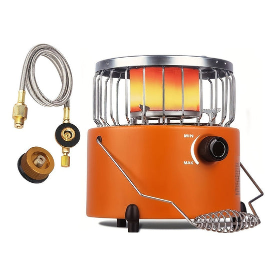 Portable Propane Heater Stove 2-in-1 Camping Gas Stove & Heater 3680-9000 BTU with Ignition, Stainless Steel, No Electricity Needed for Camping, Ice Fishing, Hunting, Hiking & Emergency Preparedness