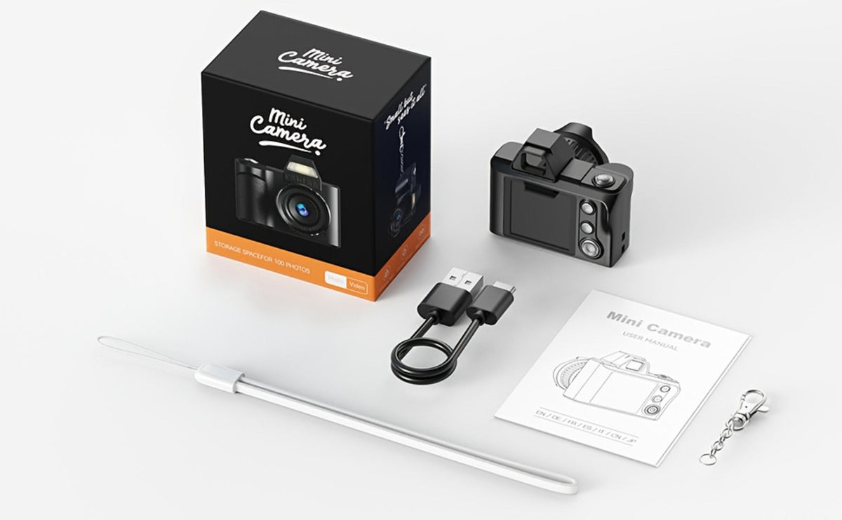 Mini Pocket Camera Retro Vintage Thumb Size with LED Flash, Multiple Filters & 64GB Memory Card