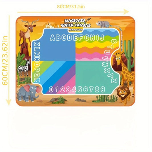 Water Canvas Drawing Mat for Kids Reusable Mess-Free – Magical Paint with Water Art Toy 80x60cm Ocean Animal Designs Screen-Free Creative Gift for Boys Girls Toddlers Ages 3+ Gift Box Option